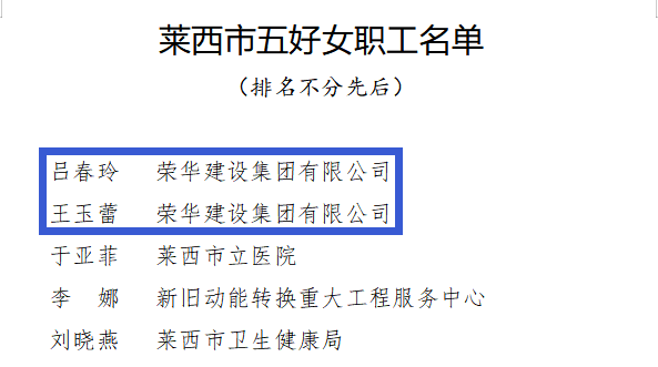 集團(tuán)公司職工榮獲萊西市女職工建功立業(yè)創(chuàng)建活動多項(xiàng)先進(jìn)個人(圖3) 集團(tuán)公司職工榮獲萊西市女職工建功立業(yè)創(chuàng)建活動多項(xiàng)先進(jìn)個人(圖3)